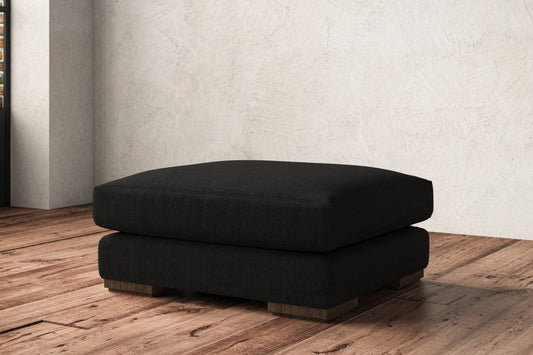 Guddu Large Footstool - Brera Linen Charcoal